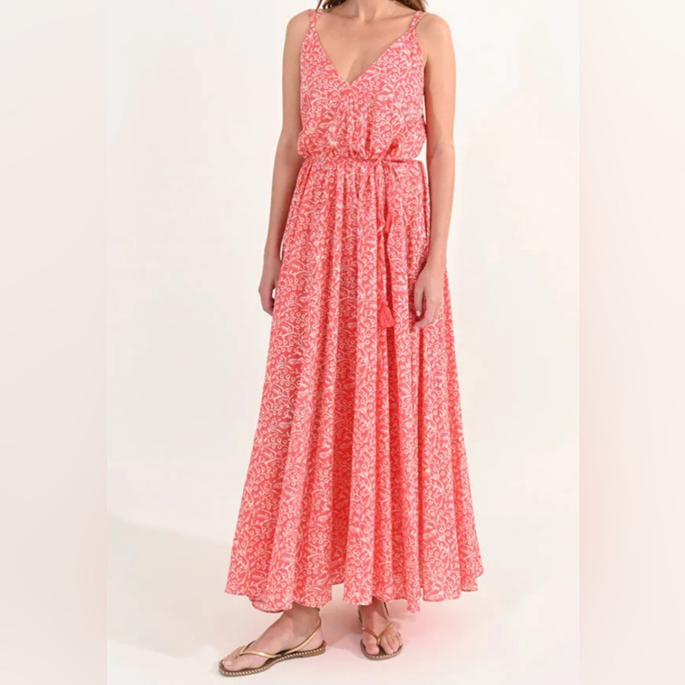 Molly Bracken Vibrant Orange and White Dress